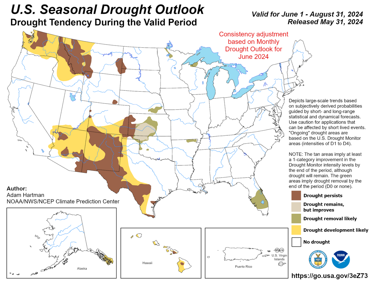 U.S. Seasonal Drought Outlook Map of U.S.